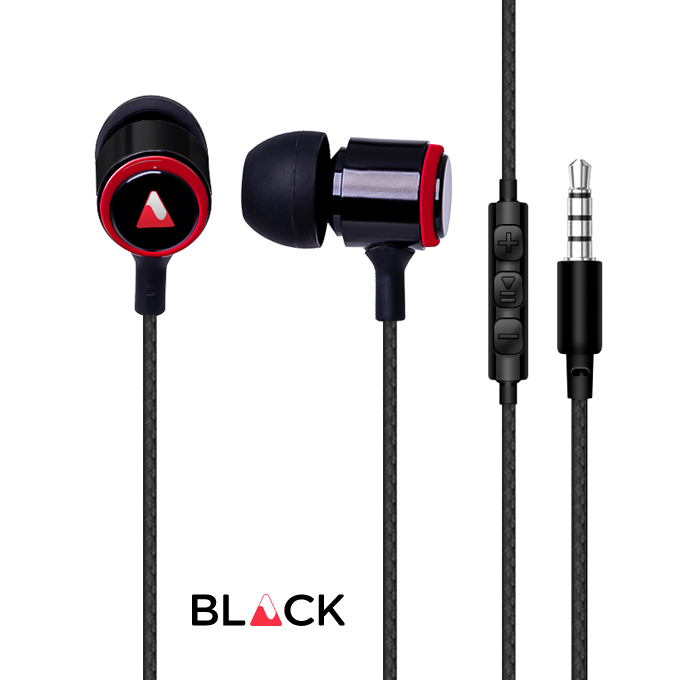 BLACK BassDot Nylon Wired In-ear with mic, call, music, vol control, 1Yr Warranty BLACK BassDot Nylon Wired In-ear with mic, call, music, vol control, 1Yr Warranty